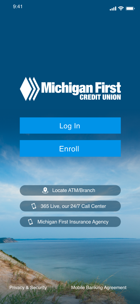Mobile banking app screen
