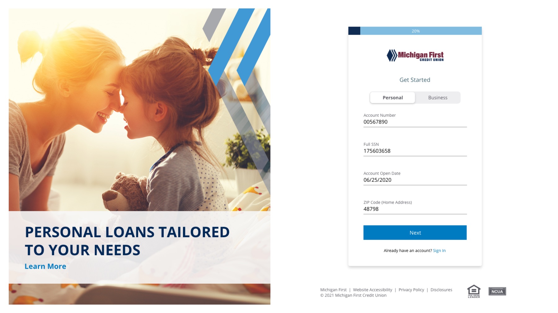 Personal loan application flow