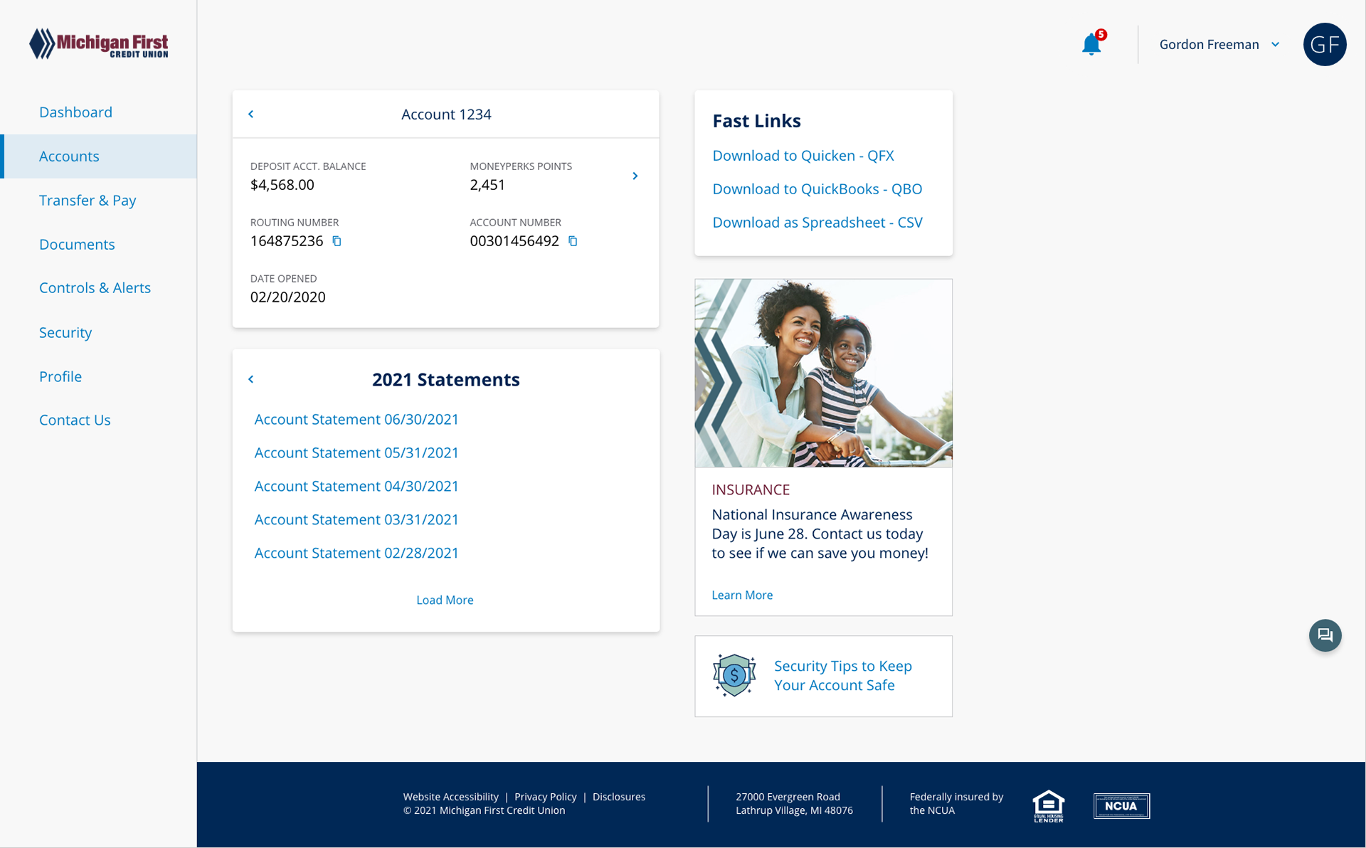 Michigan First online banking
