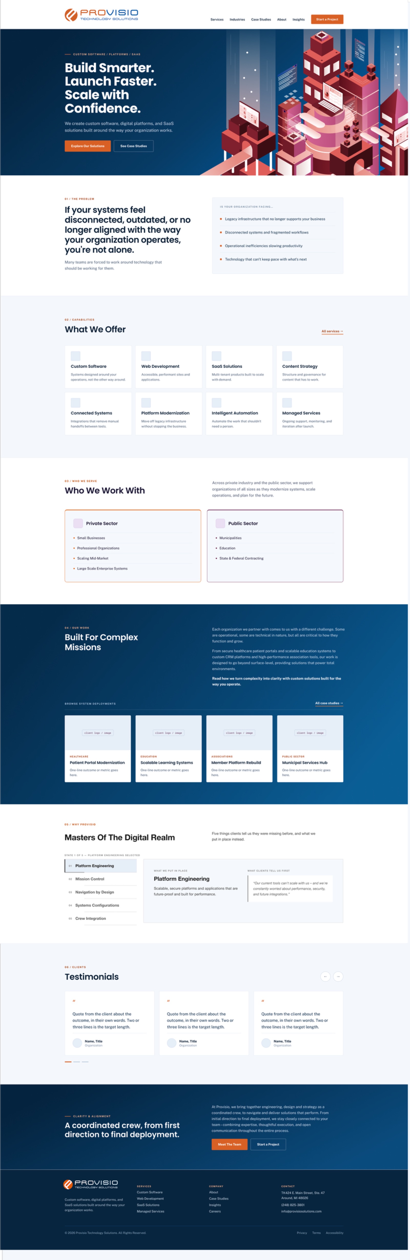 Provisio homepage design